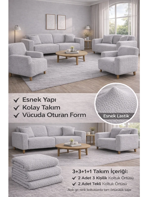 Bohem Desen Lastikli Koltuk Örtüsü 3311 Takım