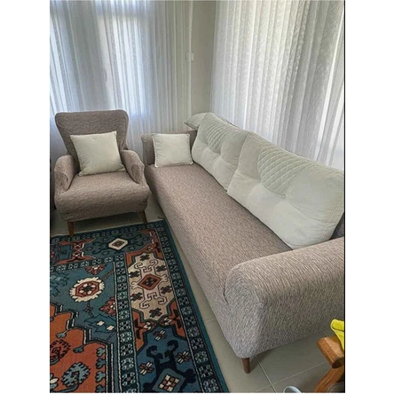 Jakarlı Düz Desen Esnek Kanepe kılıfı Tamıkı Koltuk Örtüsü 3311 